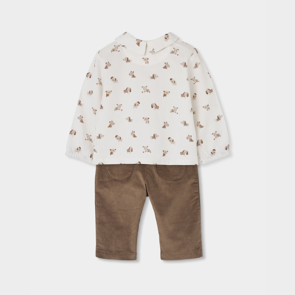 Ensemble bébé garçon imprimé chiens marron, BOBOLI