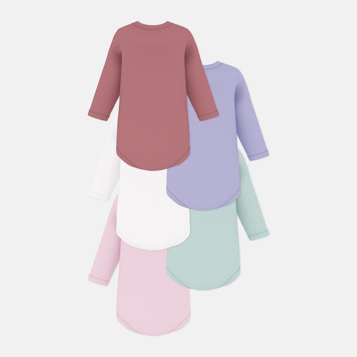Lote de 5 bodies de mangas compridas multicolor, PETIT BATEAU