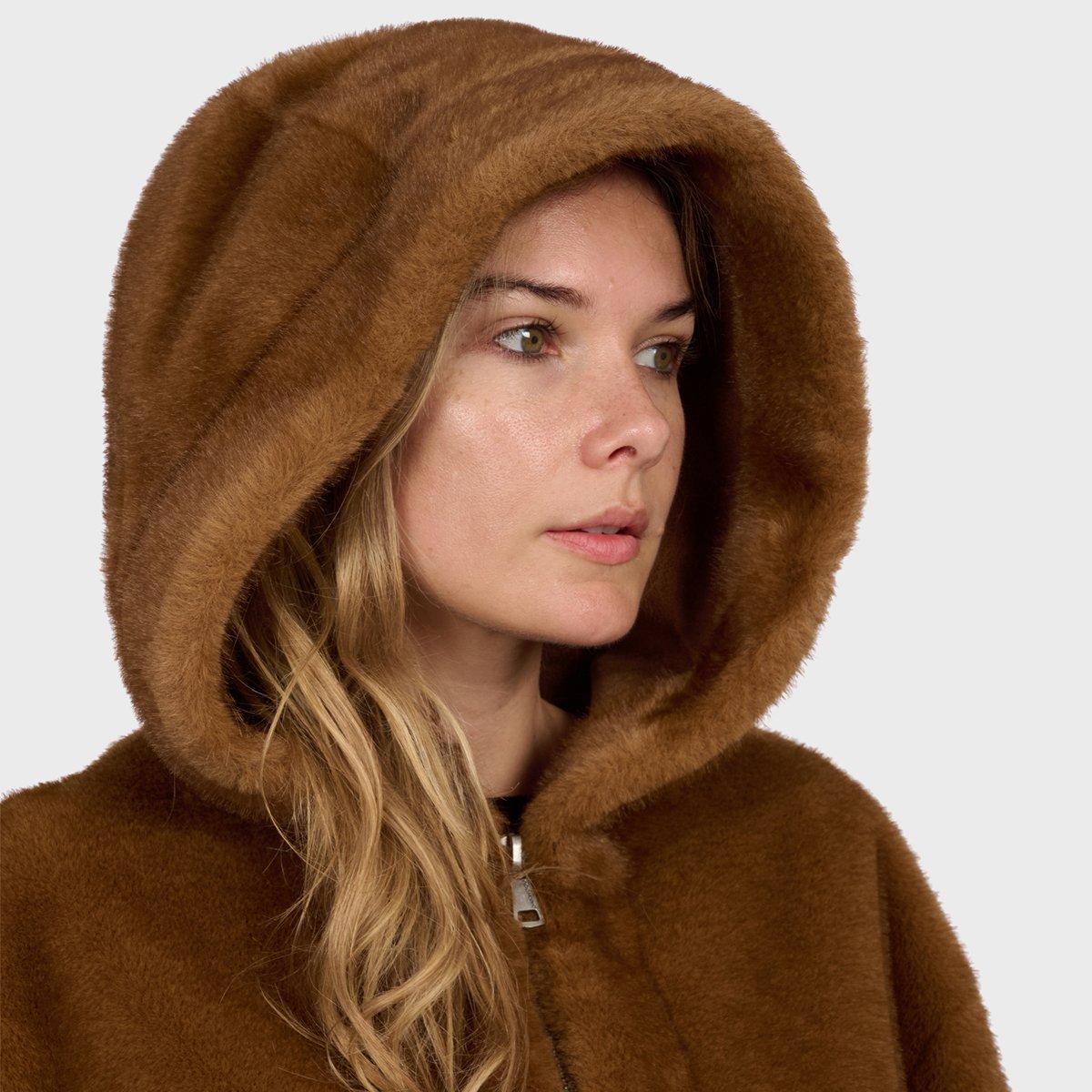 Blouson bomber zippé à capuche LISE fauve, OAKWOOD