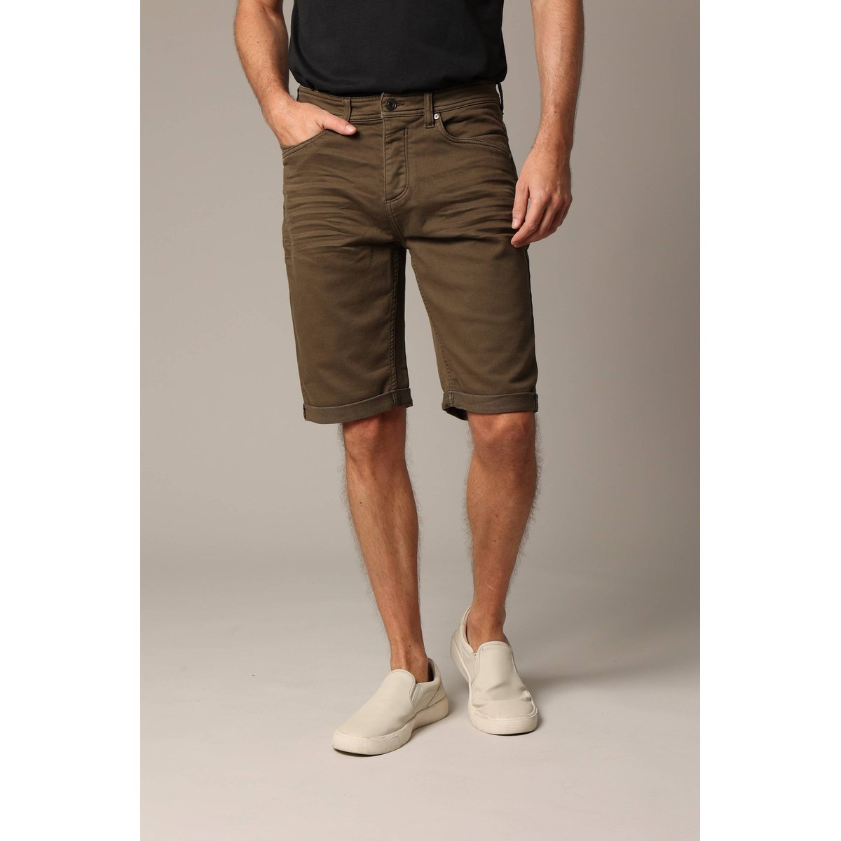 Bermuda à coupe slim BART khaki used, DEELUXE
