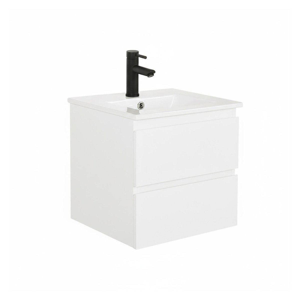 Meuble vasque suspendu 45cm avec plan céramique SORRENTO blanc satiné, MOB IN