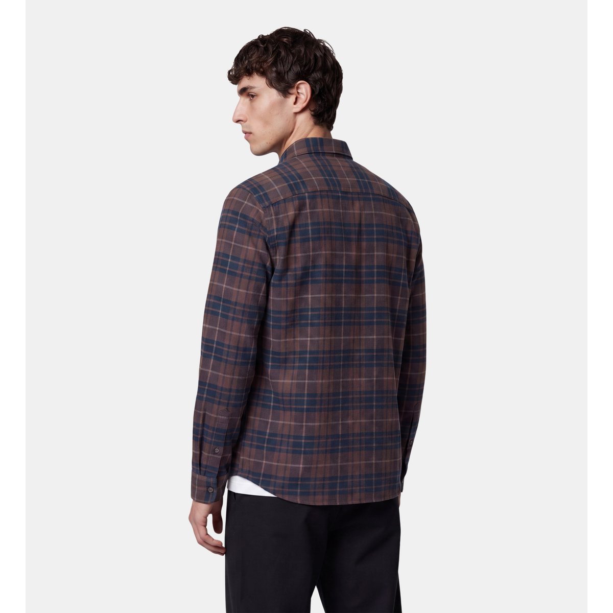 Chemise droite tiflaro 1 tartan coton marron et bleu, GALERIES LAFAYETTE