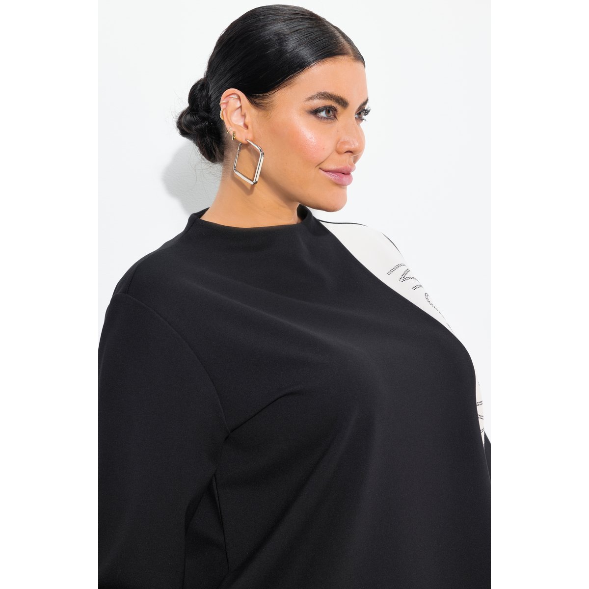 Sweat-shirt à manches longues et col montant noir, ULLA POPKEN