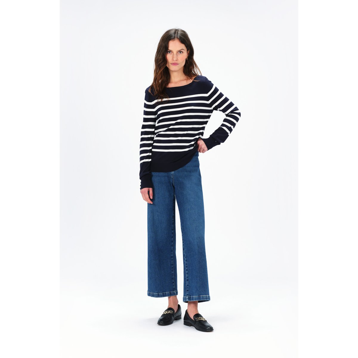 Pull droit col rond MJULIE bleu marine, CAROLL