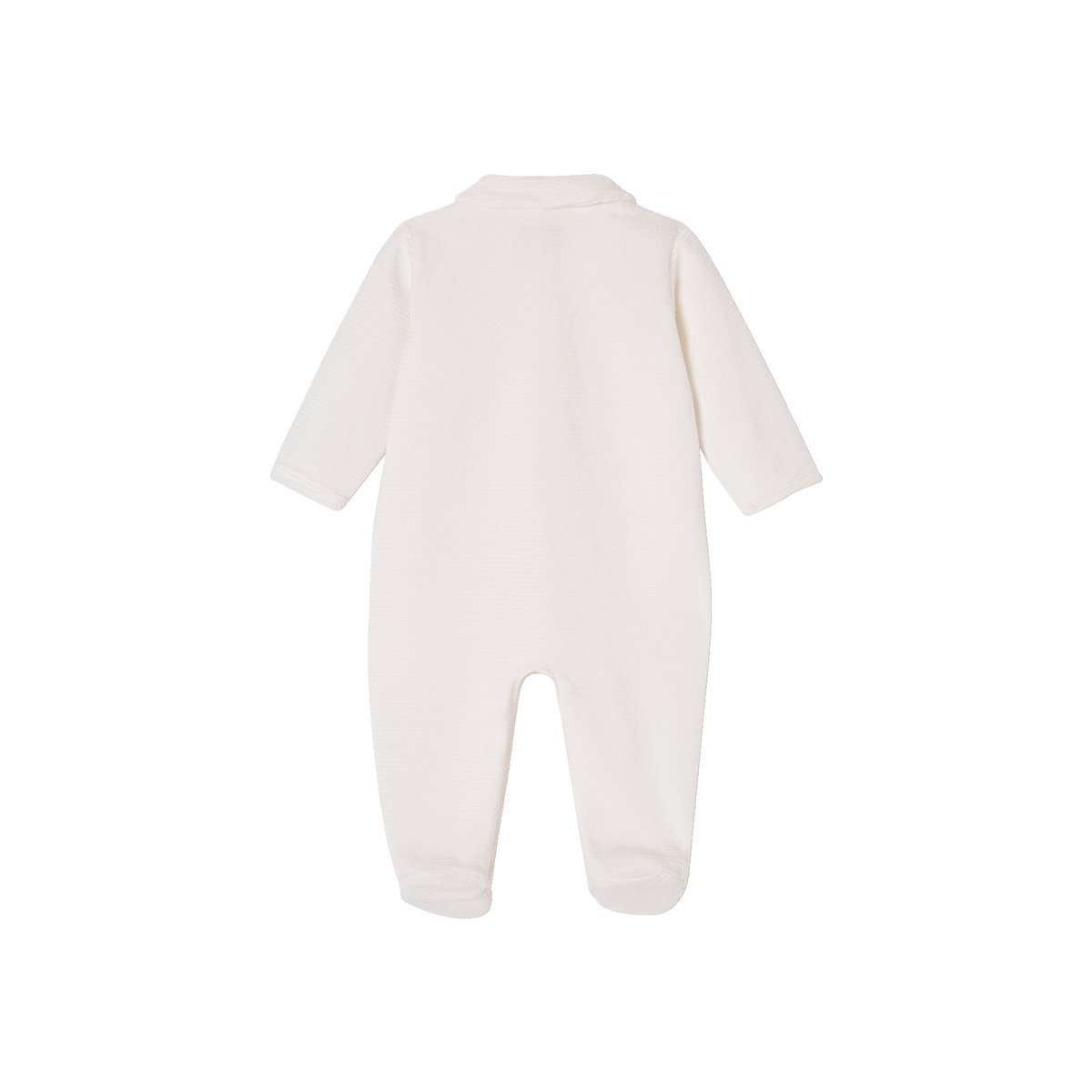 Lot de 2 pyjamas mixtes en velours ouverture naissance beige, VERTBAUDET