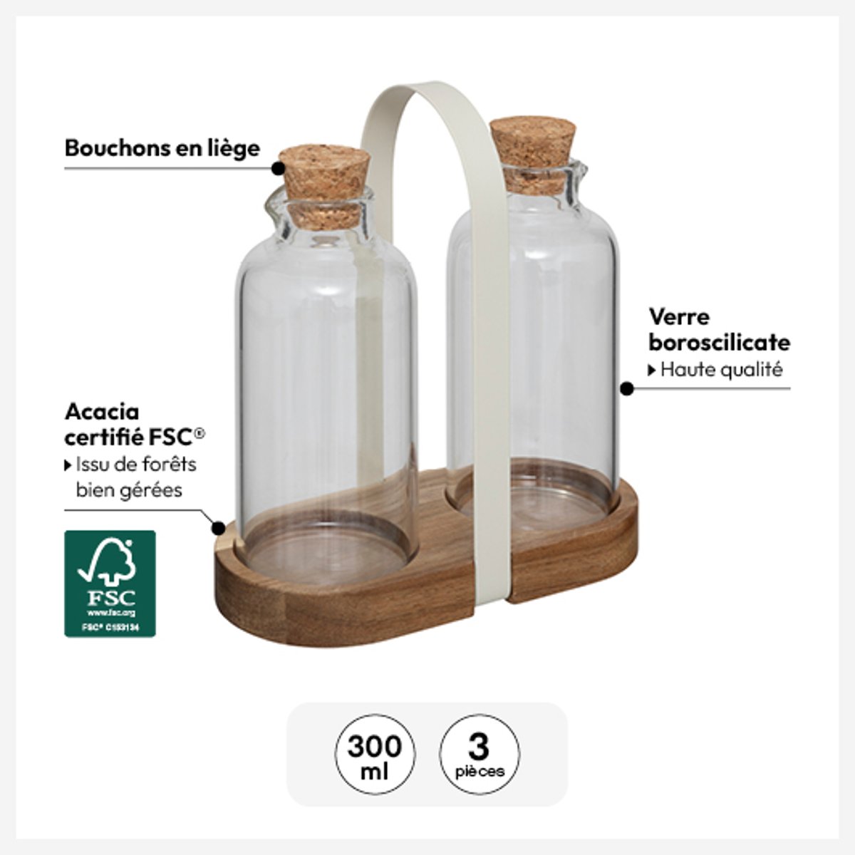 Set huile et vinaigre HARMONY marron, 5FIVE SIMPLY SMART