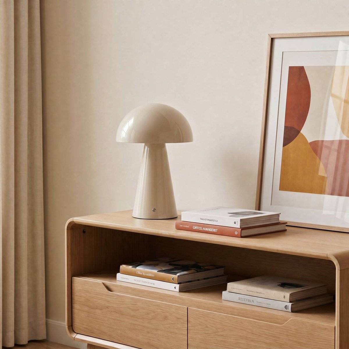 Lampe à poser en métal moderneLED, Nevijo beige, LINDBY