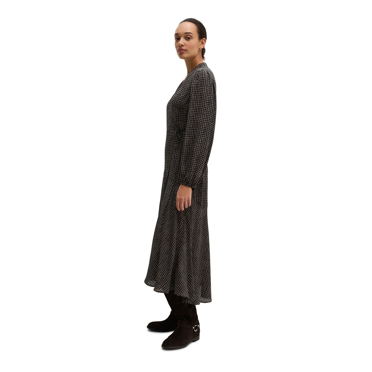 Robe portefeuille coupe trapèze en viscose fluide marron, MARC O'POLO