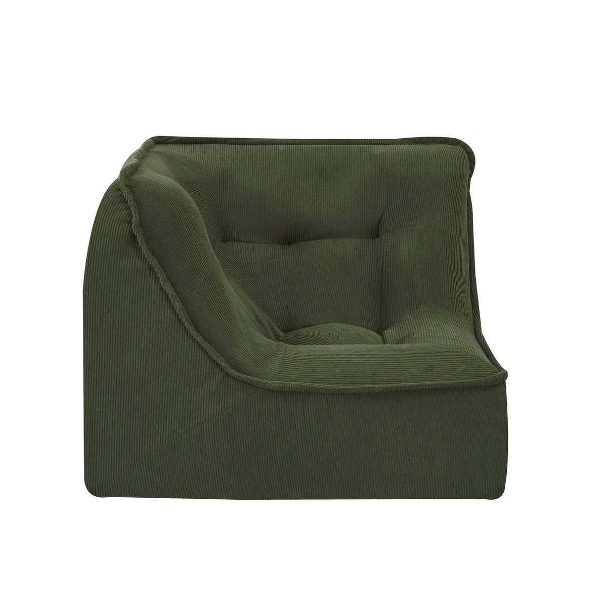 Fauteuil d'angle en velours côtelé type chauffeuse, LIZY vert, OVIALA