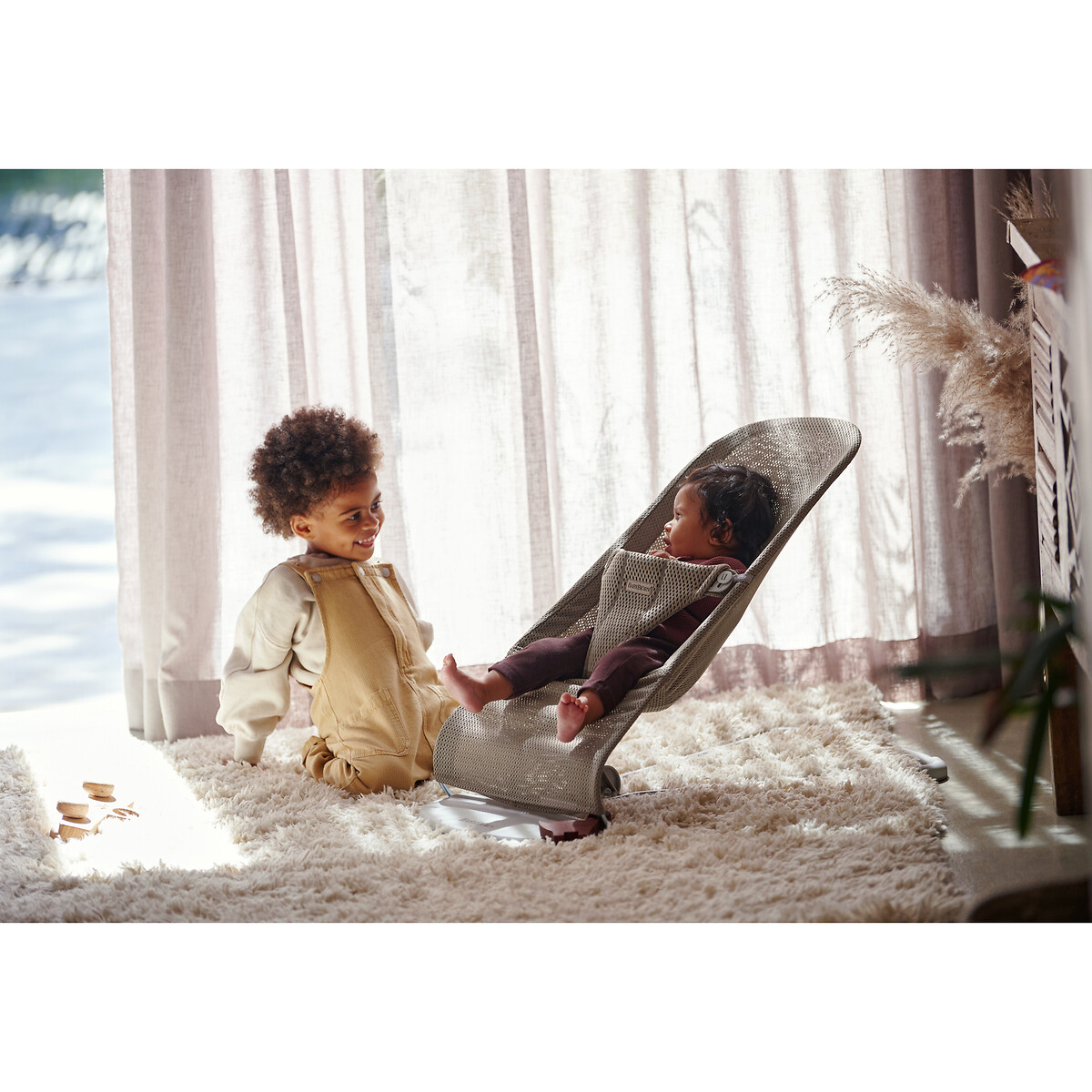 Transat bliss mesh gris beige, BABYBJORN