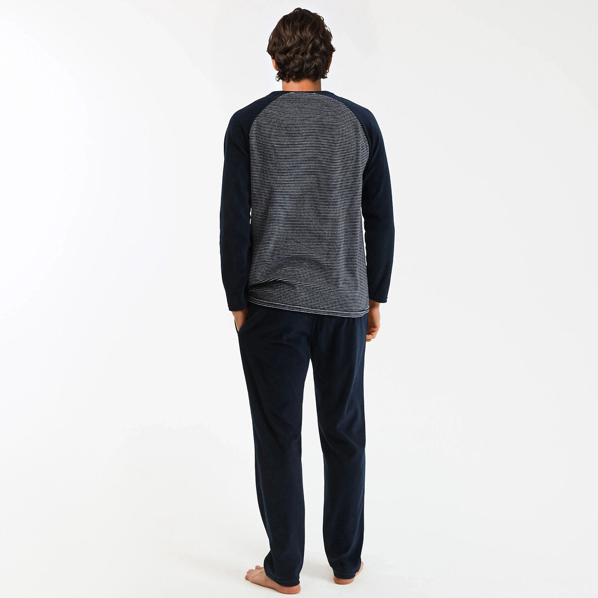 Pyjama, Samt marine weiss gestreift, LA REDOUTE COLLECTIONS