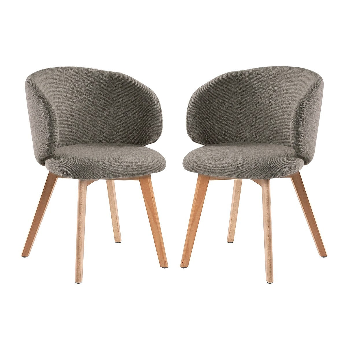 Lot de 2 Chaises en tissu et hêtre SOLENE marron, CALICOSY