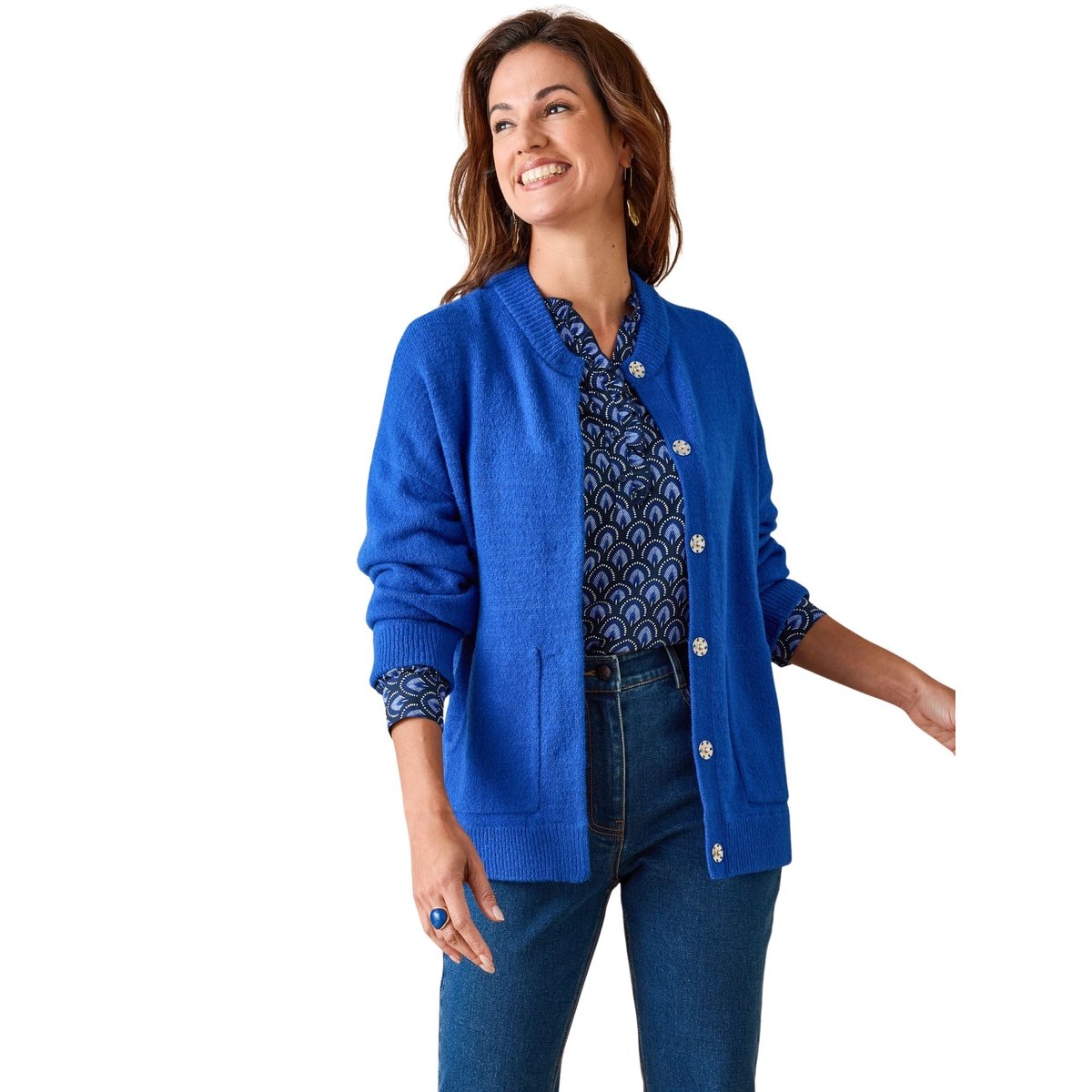 Cardigan à pressions bleu dur, DAXON