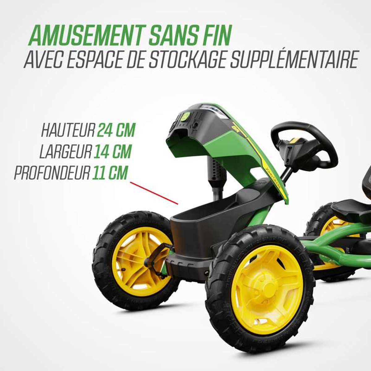 Kart à Pédales pour Enfants, 3+ Ans, Buddy John Deere green/yellow, BERG TOYS