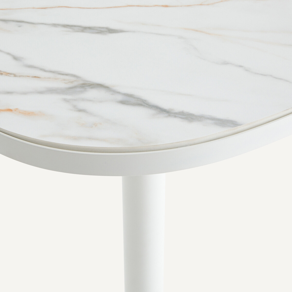 Table de bistrot haute, avec plateau en céramique blanche, 2 couverts, LIXFELD céramique blanche, AM.PM