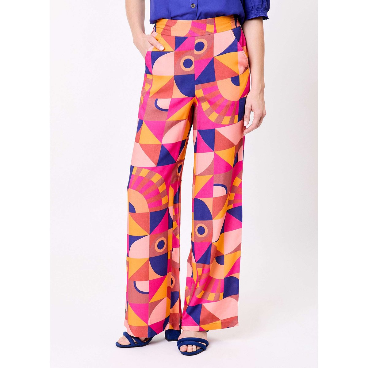 Pantalon fluide ample imprimé ESTIA rose maimuna, LA FIANCÉE