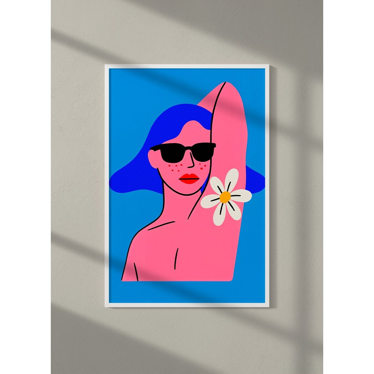 Affiche Femme à la fleur pop blanc, L'AFFICHERIE