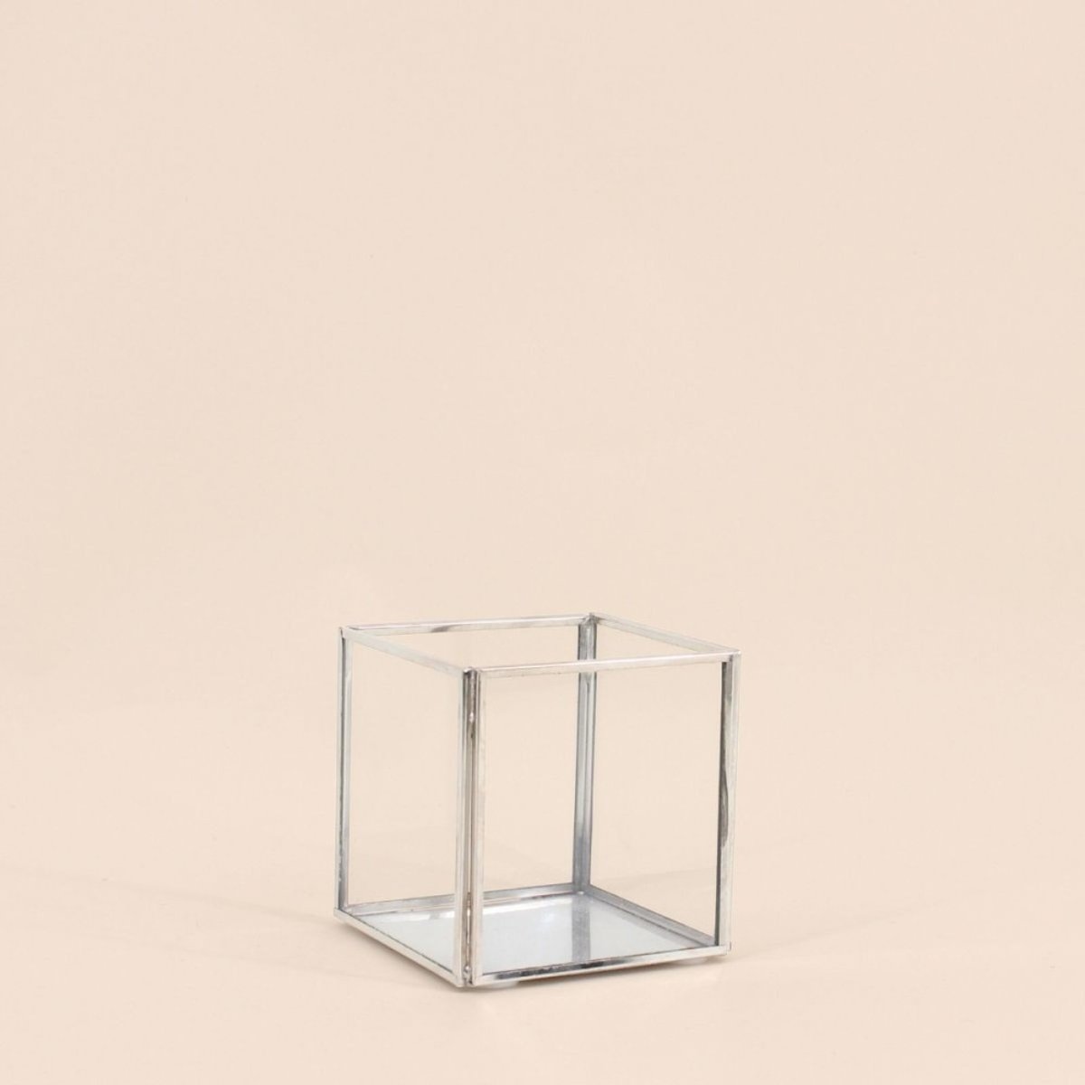 Pot en verre carré 10x10cm gris, ORNAMI