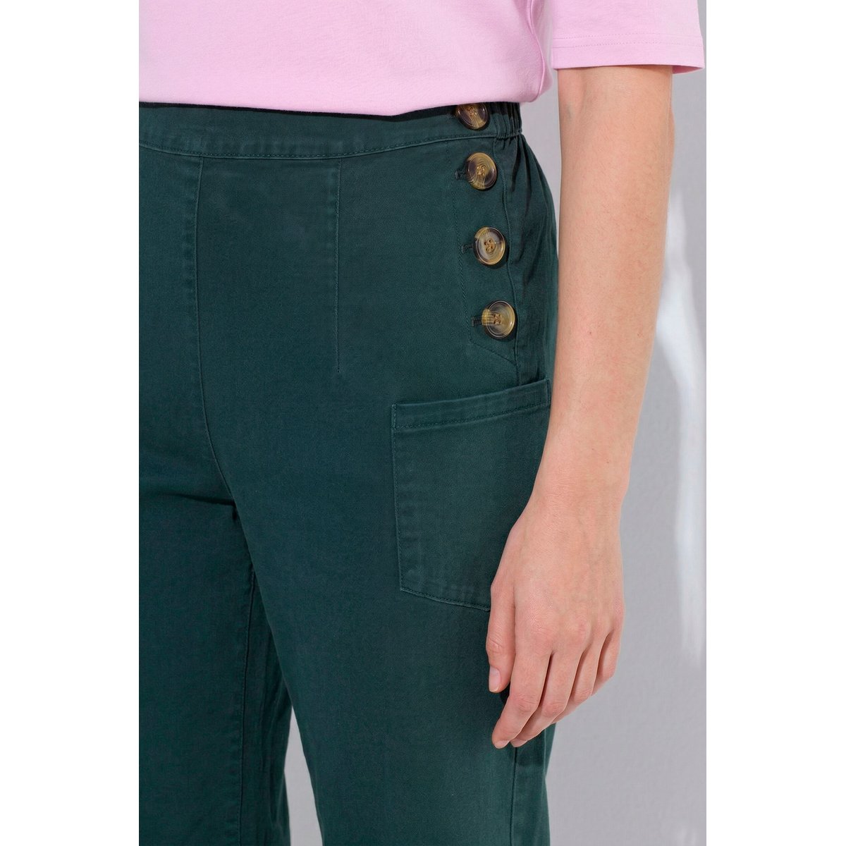 Pantalon Barrel en coton bio kaki, ULLA POPKEN
