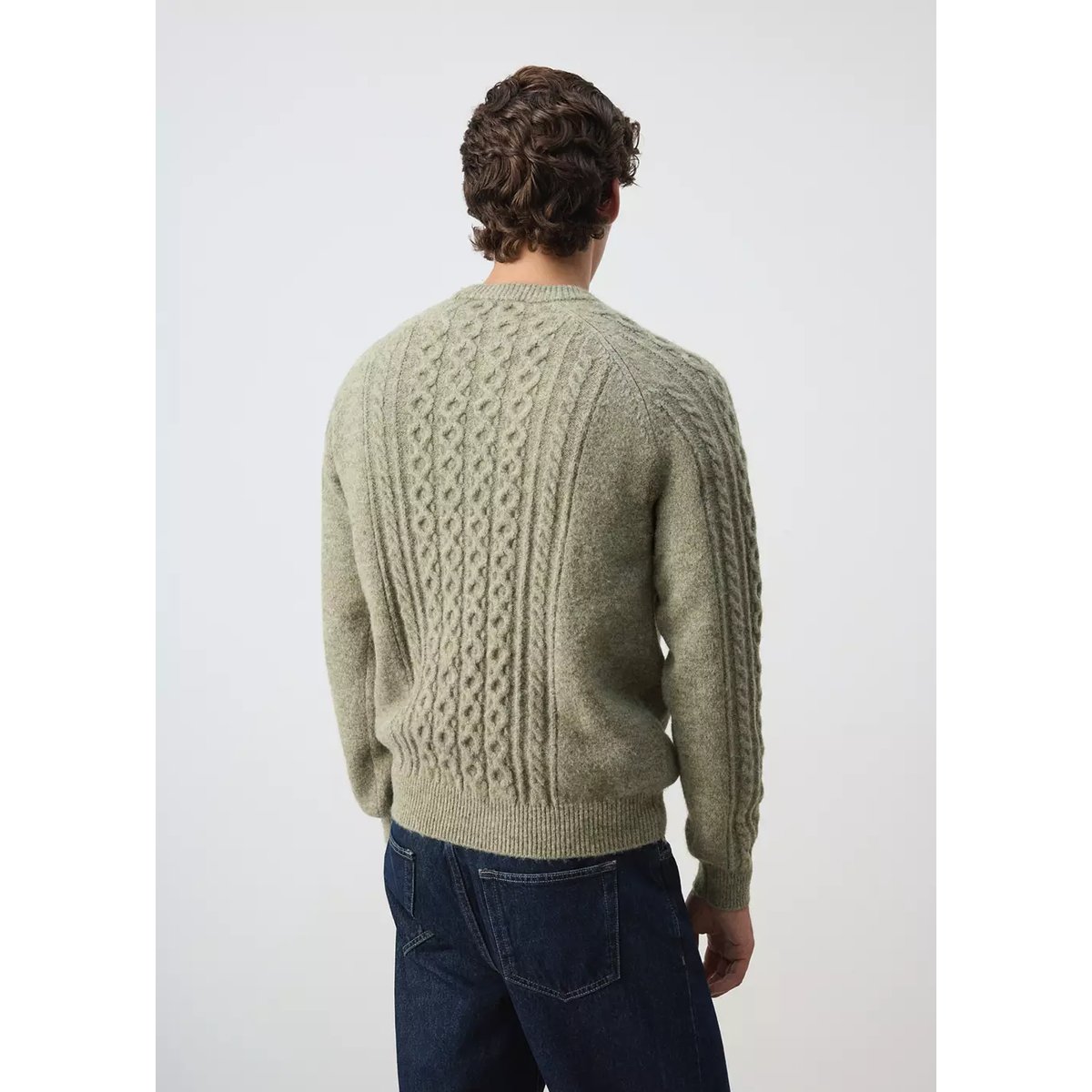 Pull-over maille tressée olive, MANGO MAN