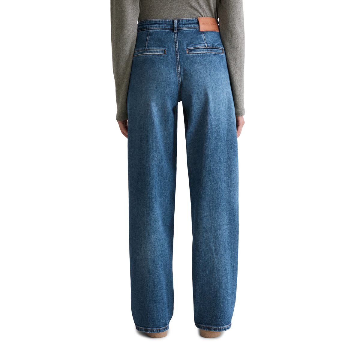 Jeans modèle Luma large en mélange de coton organique bleu moyen, MARC O'POLO