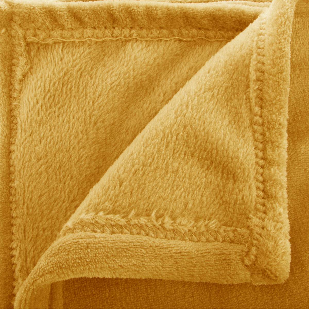 Plaid flanelle uni OLLIS jaune, ATMOSPHERA