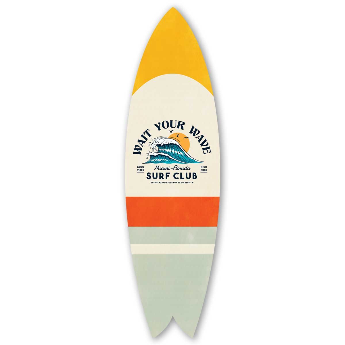 Planche de surf décorative Wait Your Wave tableau alu dibond, HEXOA