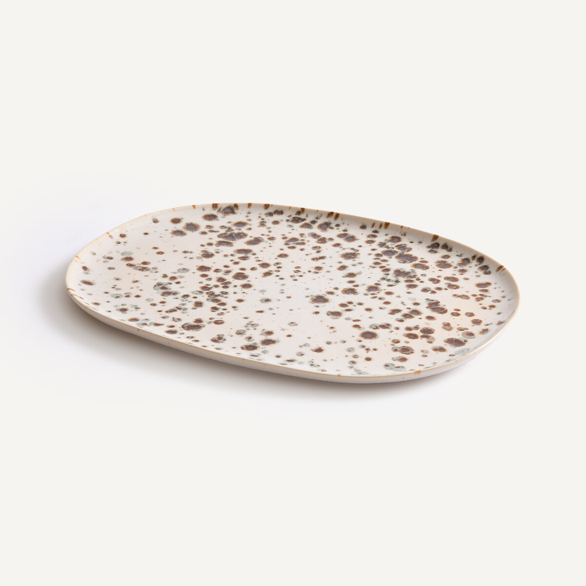 Platte YOUNA, aus glänzend glasiertem Steinzeug, 35 cm breit weiss / braun, AM.PM