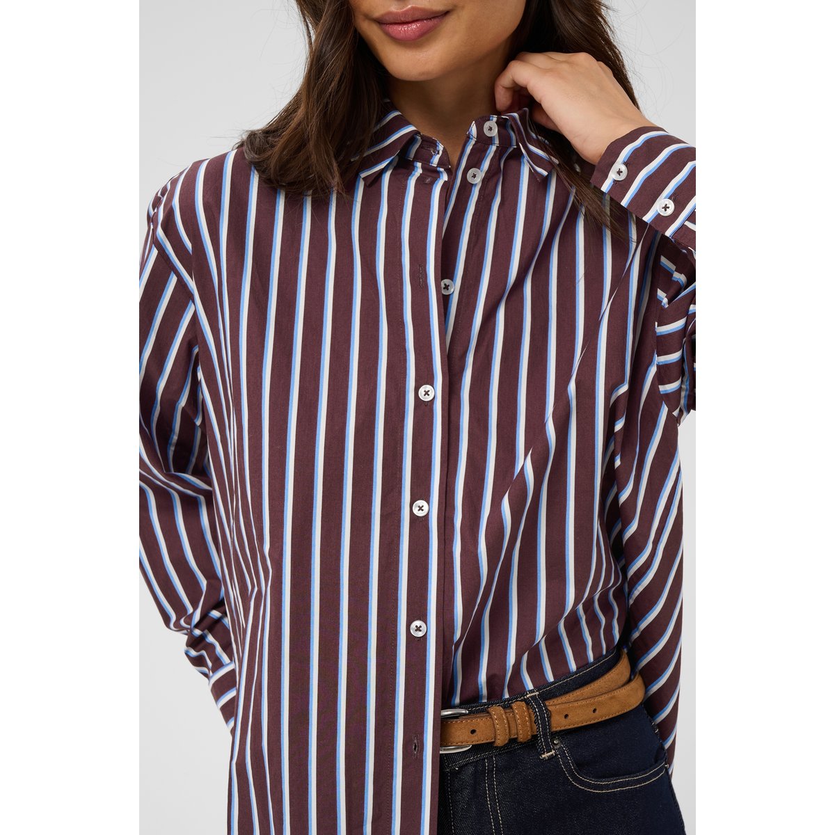 Chemise à manches longues marron fudge/chalk/provance, KAFFE