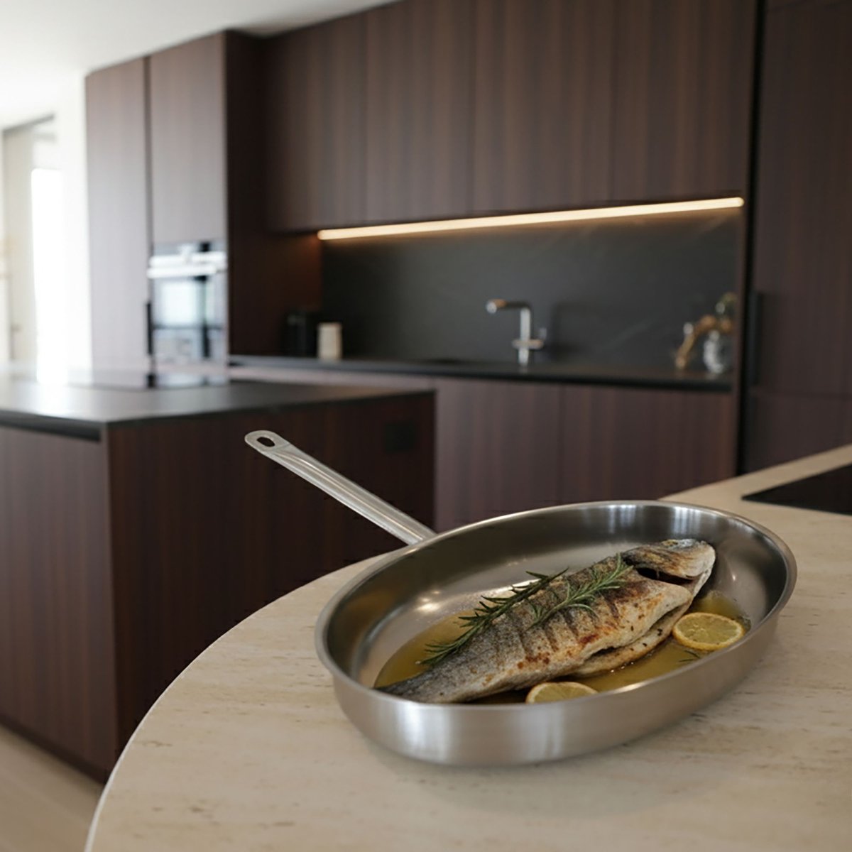 Poêle à poisson 37,5cm en acier inoxydable, PROFESSIONNEL inox, MENASTYL