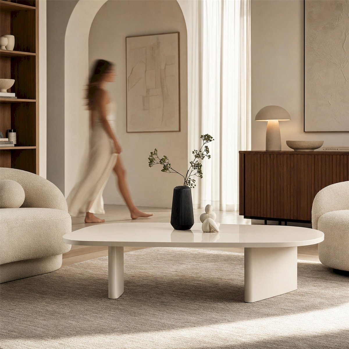 Table basse forme organique collection RITONY beige clair, RECOLLECTION