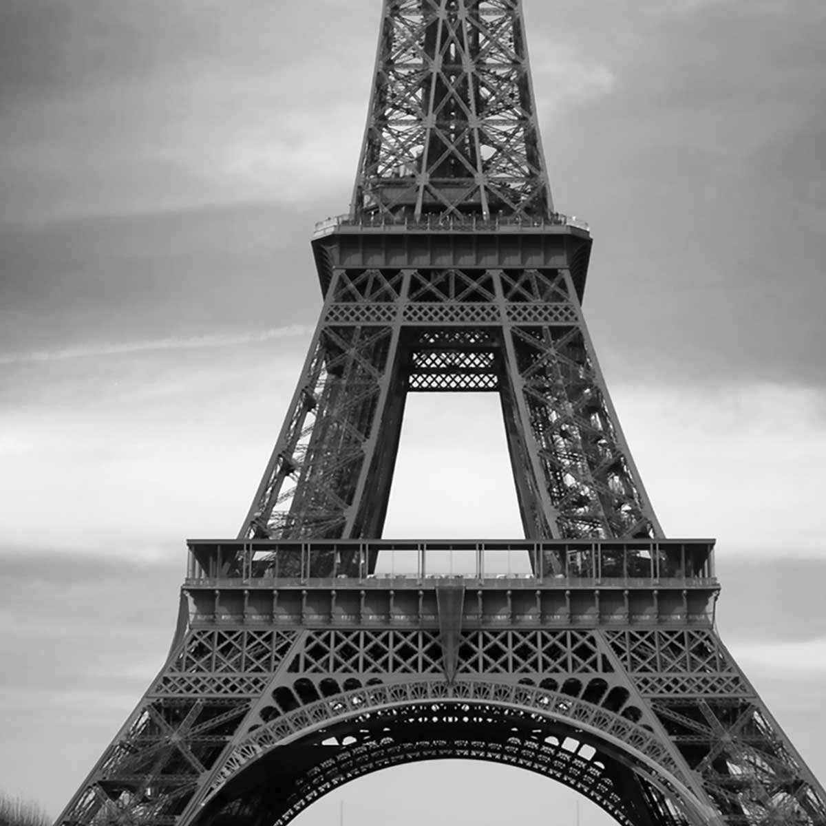 Affiche encadrée Tour Eiffel noir et blanc avec touche de couleur affiche + cadre en métal - noir, HEXOA