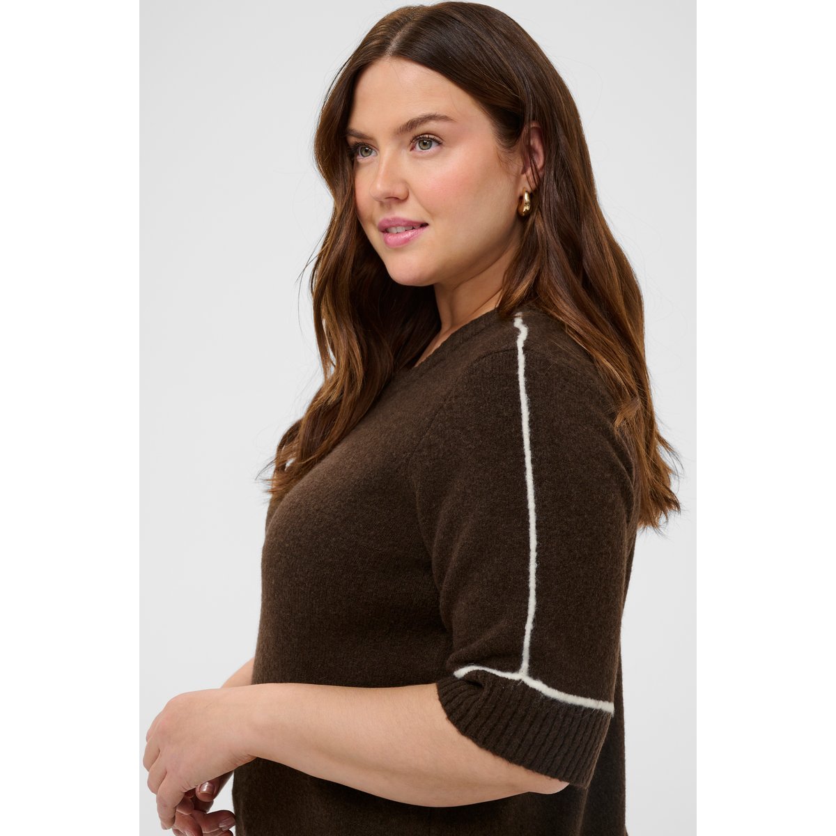 Pullover tricoté marron coffee bean, KAFFE CURVE