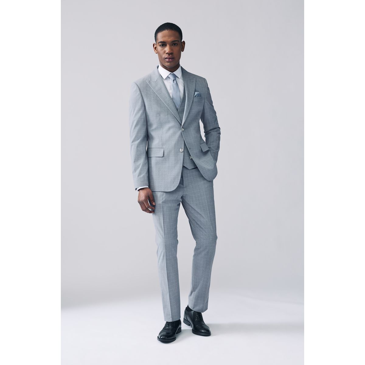 Veste de costume slim aux carreaux bleu clair, NEXT