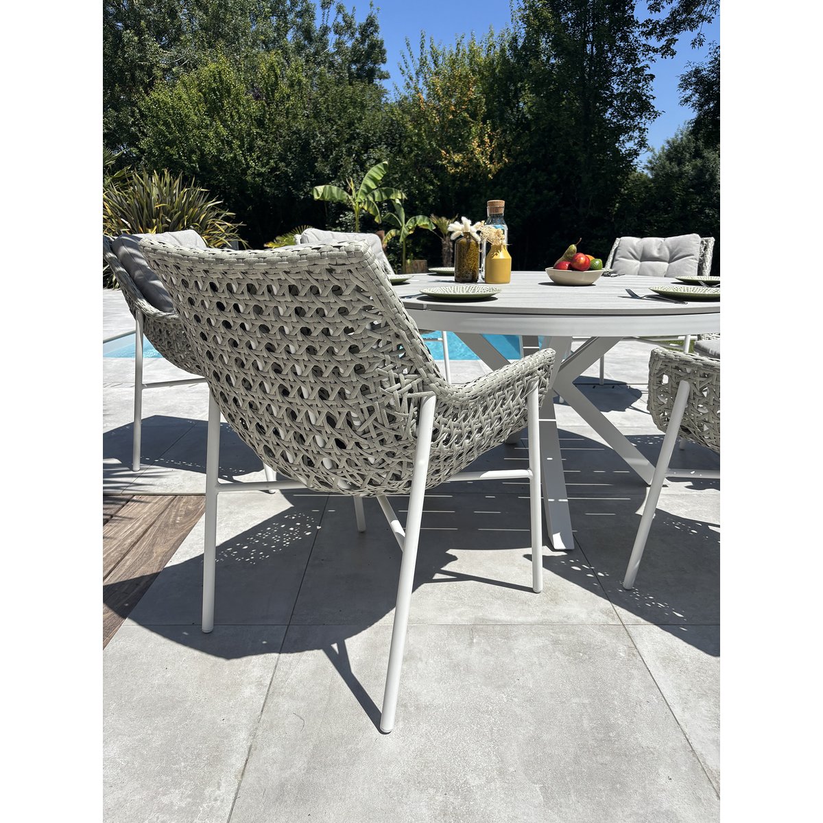 Ensemble repas de jardin 6 places ELBA blanc, REMARQUABLE