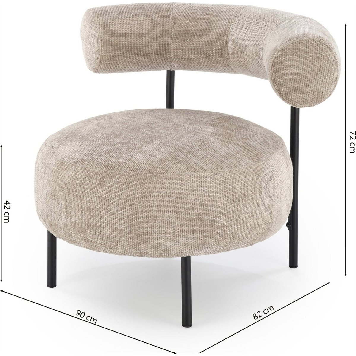 Fauteuil lounge en chenille MADASHER beige chenille, RECOLLECTION