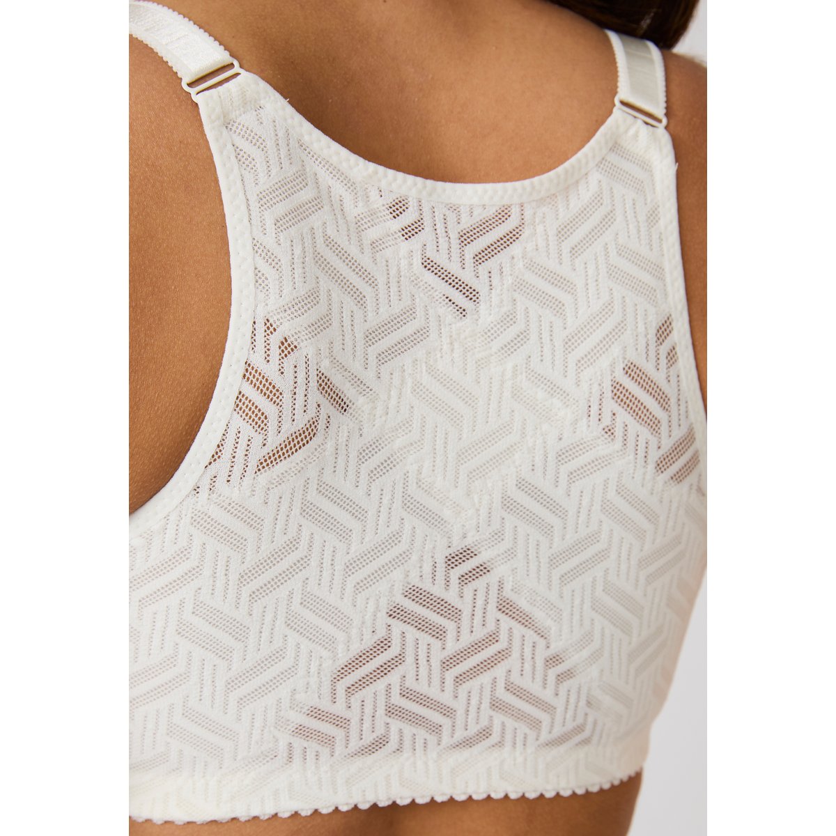 Soutien-gorge léger renfort dos sans armatures ouvert devant blanc cassé, DAMART