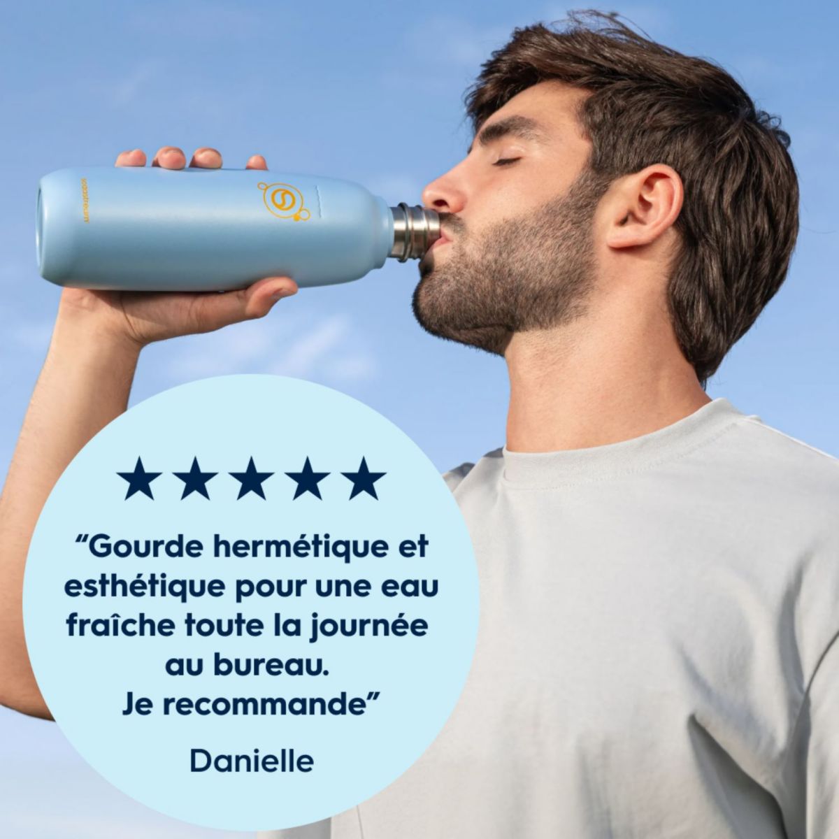 Bouteille isotherme Fizz & Go Cool bleu ciel couleur unique, SODASTREAM