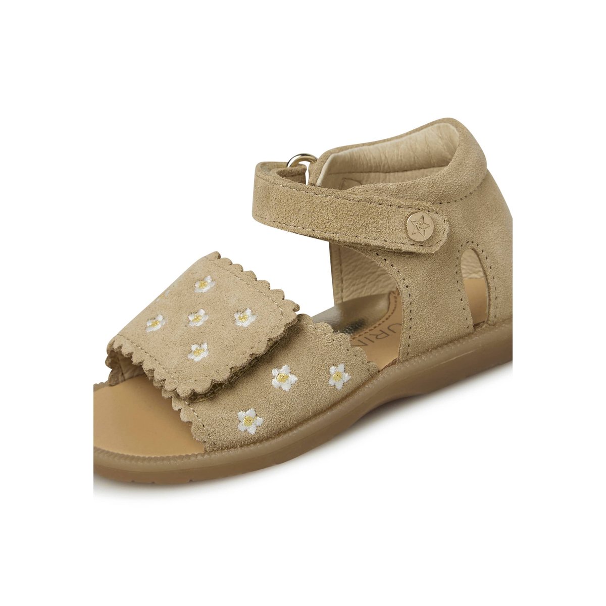 Sandales en suède avec imprimé marguerites MAYA EMBR beige, NATURINO