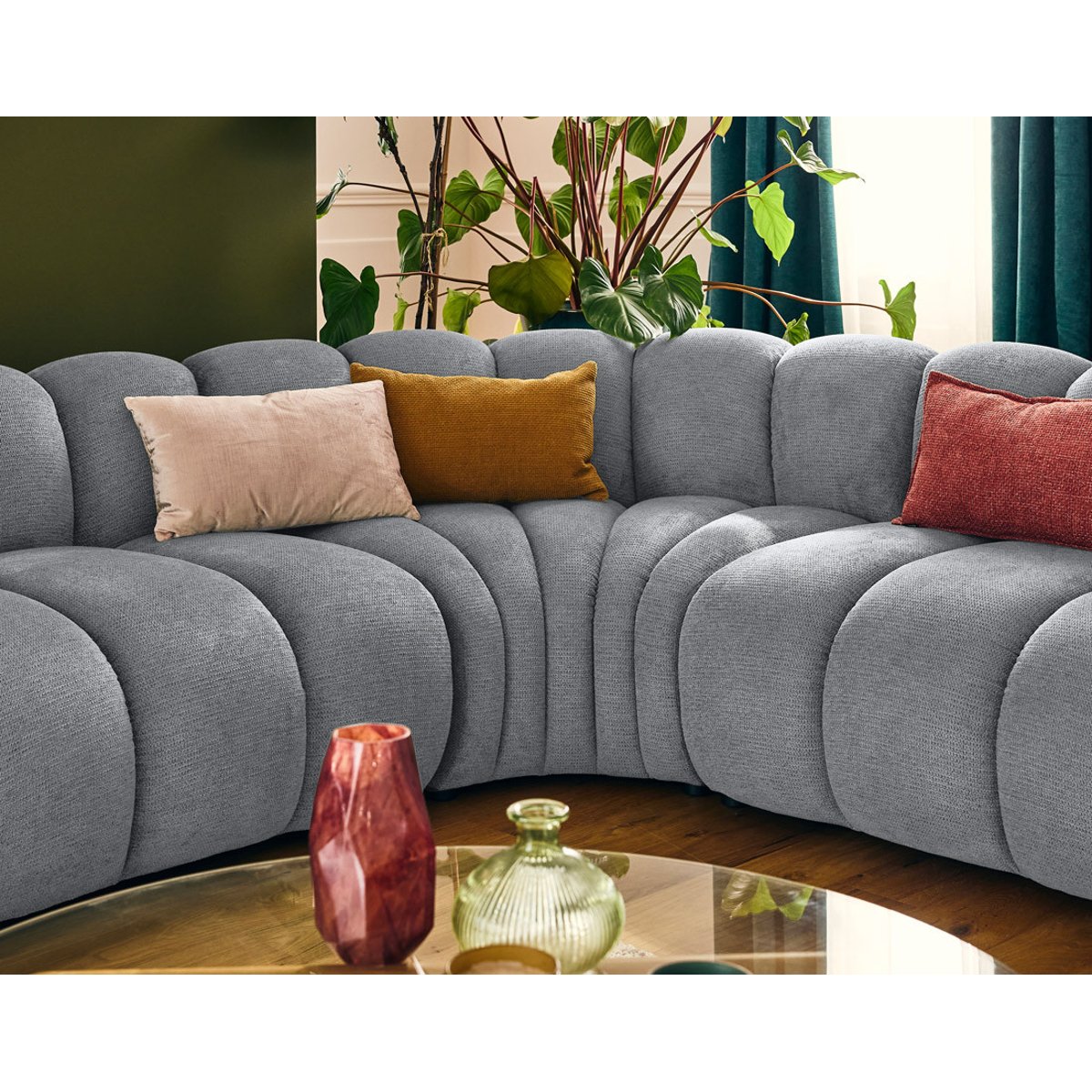 Canapé d'Angle droit 5 places - DEBBIE gris, BEST MOBILIER