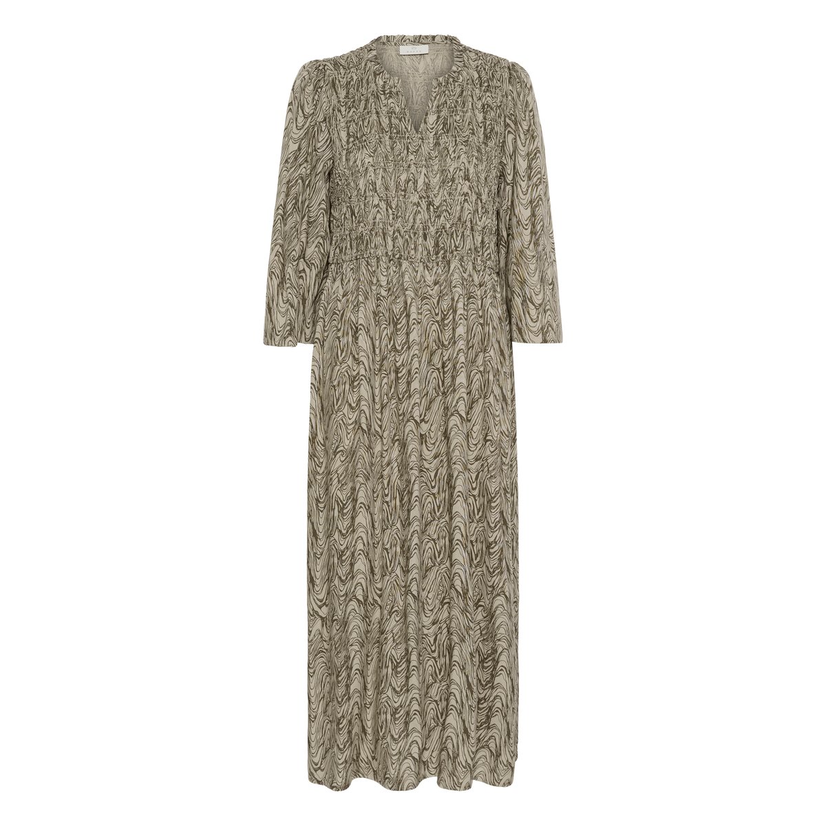 Dress beige imprimé sand toned organic print, KAFFE