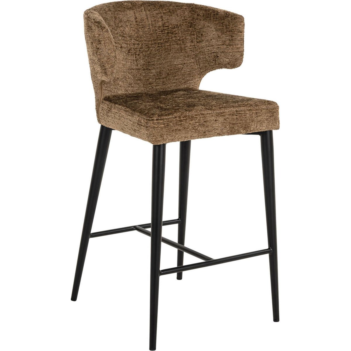 Tabouret de comptoir en tissu texturé brandy et noir, RECOLLECTION