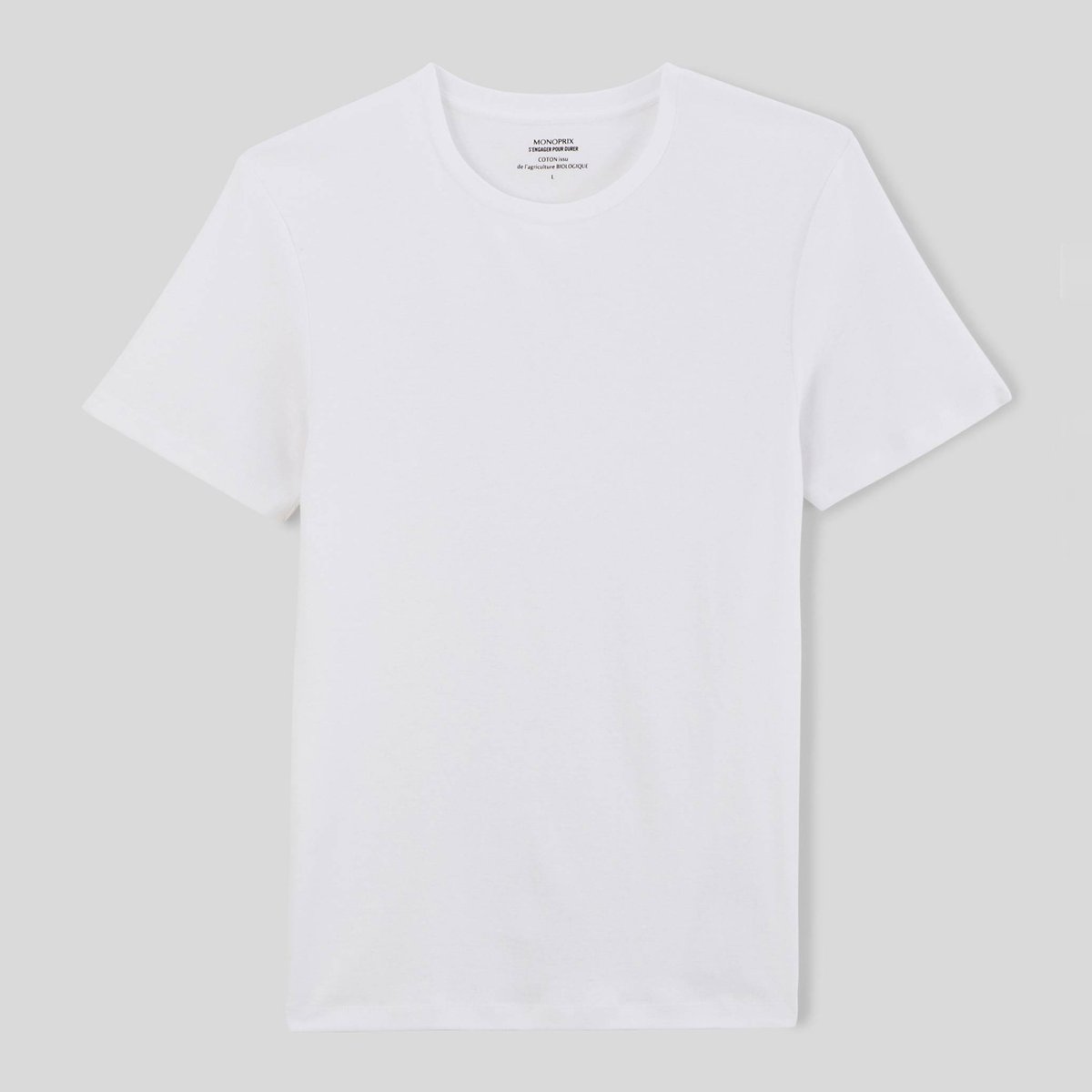 T-shirt col rond en coton BIO GOTS blanc, MONOPRIX