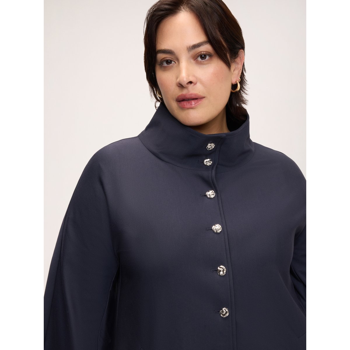 Veste à col montant bleu, FIORELLA RUBINO