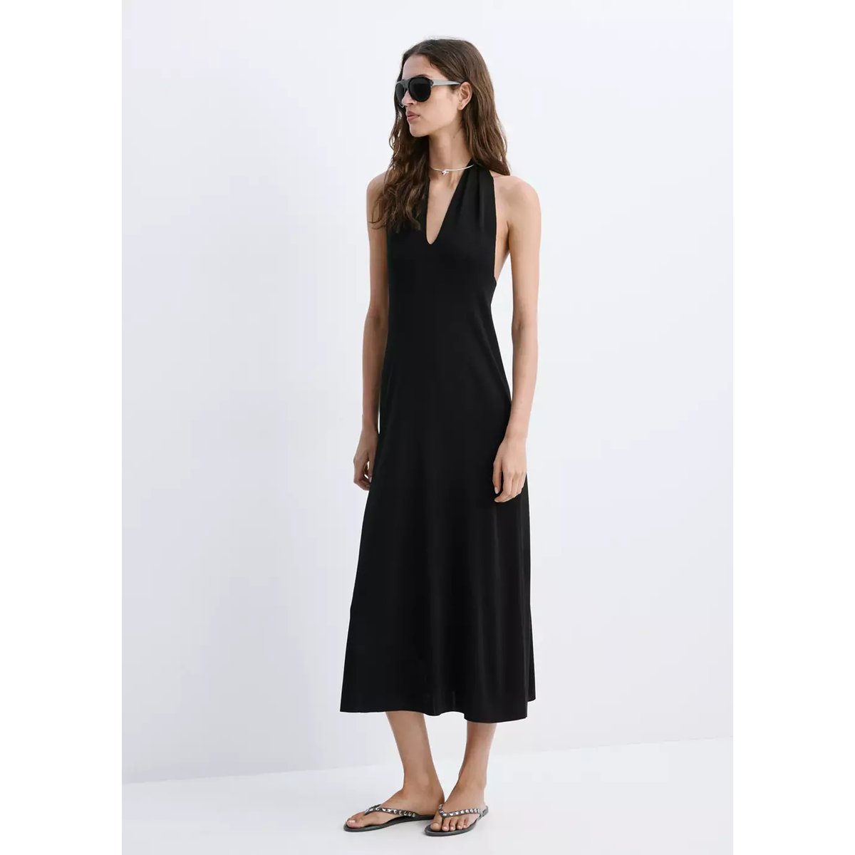 Robe halter détail au dos noir, MANGO