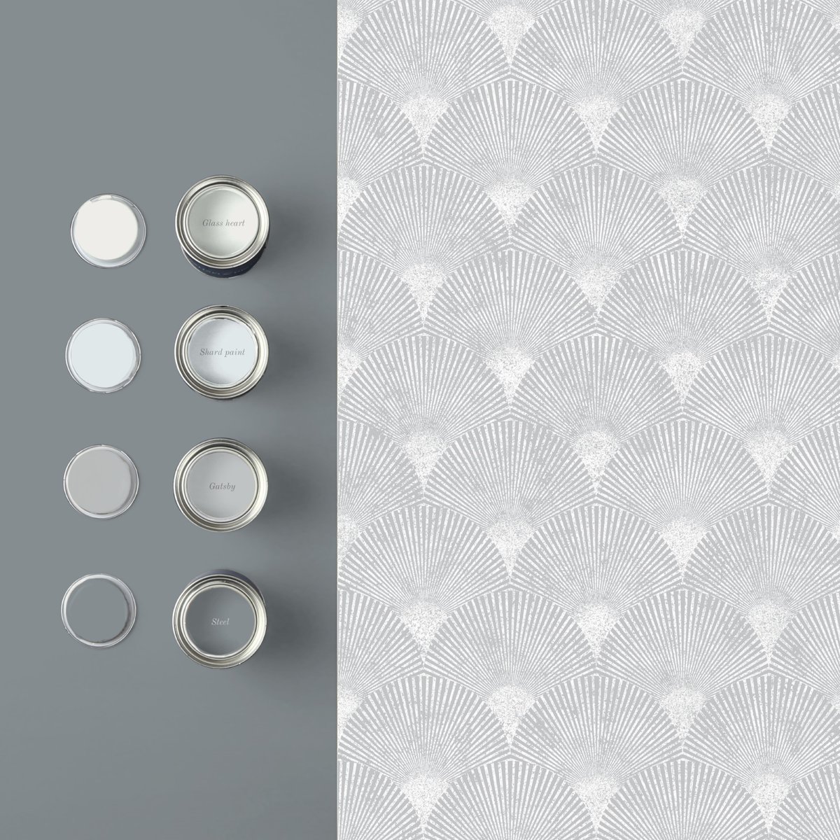 Papier peint Fan Silver gris argenté, GRAHAM ET BROWN