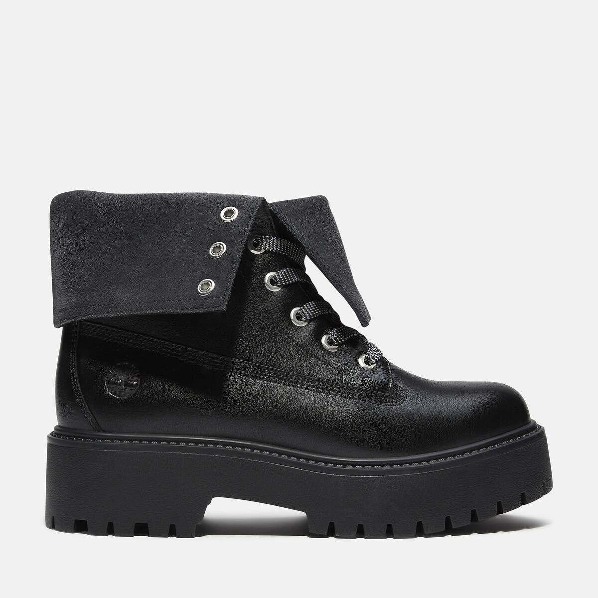 Schnürstiefeletten mit Keilabsatz aus Leder Stone Street Mid Lace schwarz, TIMBERLAND