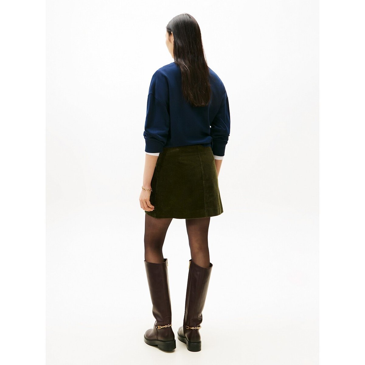 Gonna corta in velluto kaki, TOMMY HILFIGER