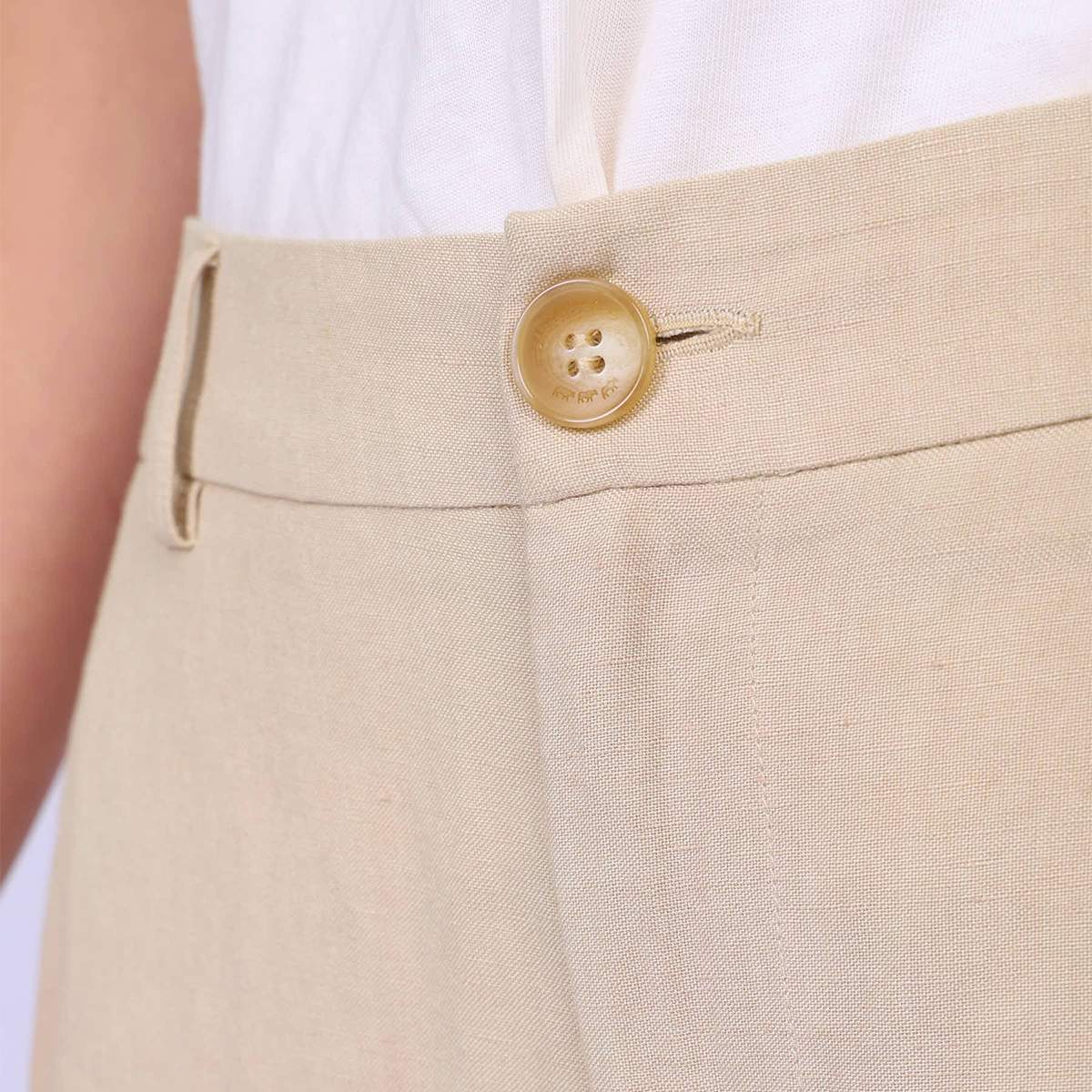 Pantalon lin et viscose George beige, MISE AU GREEN