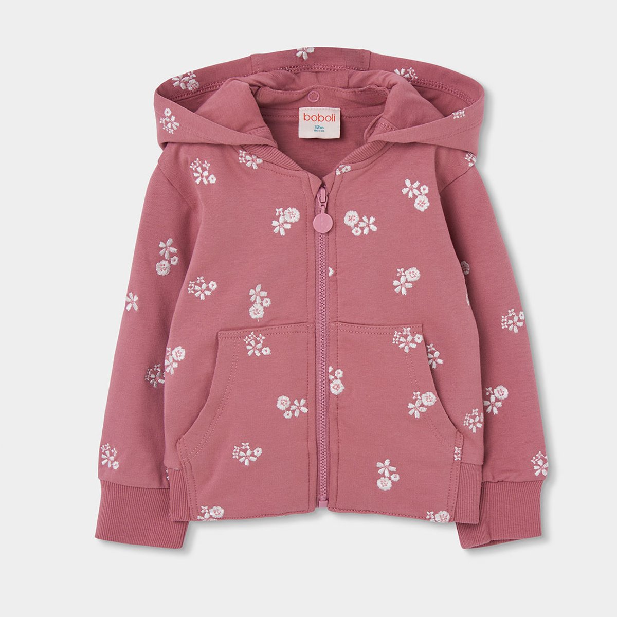 Sweat fille en molleton imprimée fleurs rose, BOBOLI